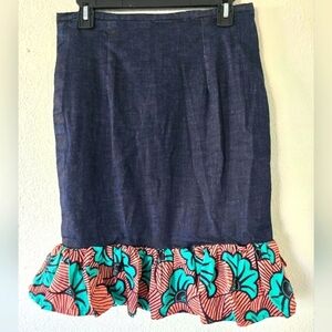 African Print Ankara Women's Short Skirt. Color Blue and green excellent
